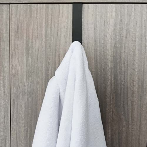 Metal Over The Cabinet Door Hooks, 2 Pack, Matte Black, Stainless Steel, Towel Holder for Kitchen, Bathroom, Bedroom - color: Black