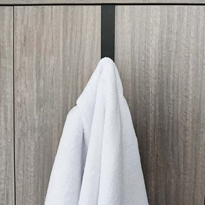 Metal Over The Cabinet Door Hooks, 2 Pack, Matte Black, Stainless Steel, Towel Holder for Kitchen, Bathroom, Bedroom - color: Black