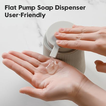 YAUKPH Striped Liquid Hand Soap Dispenser Beige | with Leak-Proof Pump for Bathroom and Kitchen Countertop 11oz - color: Beige, size: Liquid Dispenser