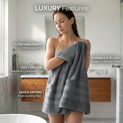 RIVERSIDE Pack of 2 Extra Large Bath Sheets 35 x 70 Inches, 100% Ring Spun Cotton, Hotel Quality, Oversized Bath Towels, Super Soft, Highly Absorbent & Quicker to Dry, Grey - color: Gray, size: Bath Sheets (PK 2)