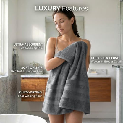 RIVERSIDE Pack of 2 Extra Large Bath Sheets 35 x 70 Inches, 100% Ring Spun Cotton, Hotel Quality, Oversized Bath Towels, Super Soft, Highly Absorbent & Quicker to Dry, Grey - color: Gray, size: Bath Sheets (PK 2)