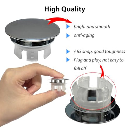 2 Pcs Sink Overflow Covers,2-Layer Sink Copper Over Flow Rings,Bathroom Basin Insert in Hole Round Caps Replacement Dual Layer Overflow Cover Rings for Sink,Bathroom,Kitchen(Silver) - color: Silver
