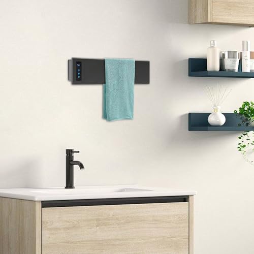 Electric Towel Warmer Rack, Wall-Mounted Towel Heater with Built-in Timer & Temperature Control, Electric Towel Dryer for Bathroom, IPX4 Waterproof, Gun Grey