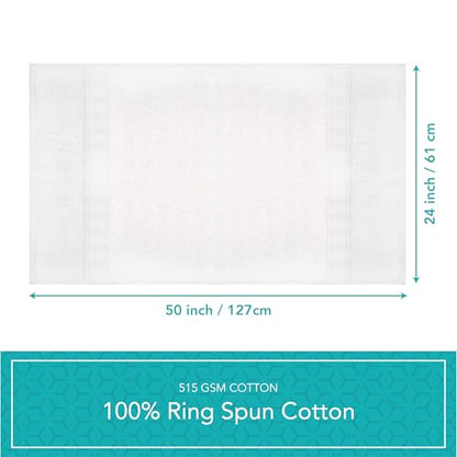 Pleasant Home Bath Towels Set of 6 (24” x 50”) 100% Cotton, White | 515 GSM | Lightweight, Soft & Highly Absorbent Luxury Towels for Bathroom | for Gym, Pool & Spa - color: White