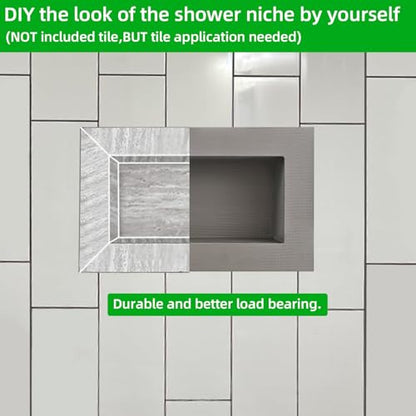 Shower Niche Insert Tile Ready 12"x6",Embedded Size 13"x7",Depth 4" | Niche for Shower Wall,Waterproof Ready-to-Tile Niches Recessed Box Shelf for Showers Wall Bathroom Renovation/Soap Storage - size: Inner 12"x6"/Outer 16"x10"