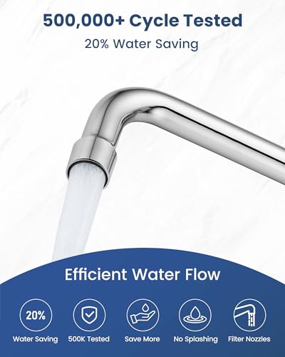 Airuida Wall Mount Commercial Kitchen Faucet,8 Inch Swivel Spout,8 Inch Center Utility Sink Faucet with Dual Handles,Solid Brass 360° Swivel Spout,Commercial Sink Faucet for Kitchen Laundry,Chrome | Commercial Sink Faucet,Dual Handles,Utility Sink Faucet,