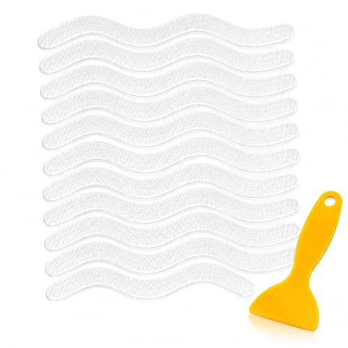 12/24 Pcs Anti-Slip Shower Strips, PEVA Bathtub Treads, Clear, 24 Pieces | 12/24 Pcs Anti-Slip Shower Strips. With Scraper, Stairs. For practical routines at home, work, school, travel, storage. - color: Transparent-s-shaped 12