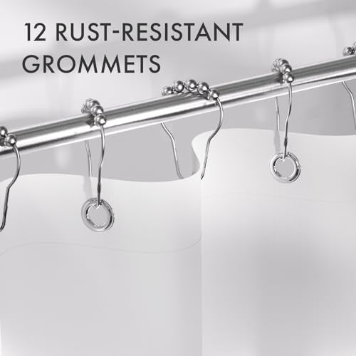 AmazerBath Shower Curtain, Cloth Ombre Black Shower Curtain Set with 12 Hooks, Washable Fabric Black and White Shower Curtain, Rustic Farmhouse Bathroom Shower Curtain, 72x72 Inches - color: A- Black Ombre +12 Metal Hooks, size: 72"W x 72"L (Pack of 1)