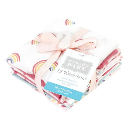 Hudson Baby Unisex Baby Flannel Cotton Poly Washcloths, Creative Rainbow 12Pk, One Size - color: Creative Rainbow 12pk