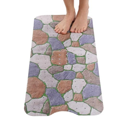 ENKOSI Non-Slip Bath & Shower Mat 40x16 Extra Long, Suction & Drain Holes | Stone Path spa look; Durable PVC; 40x16 in, Stone Path - color: Stone Path