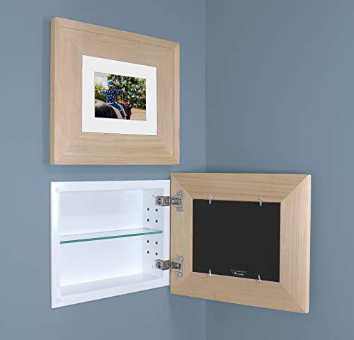 14x11 Concealed Picture Frame Medicine Cabinet Without Mirror for Bathroom, Recessed, Made in North America, Real Wood, NO MDF, Adjustable Shelves, Unfinished Raised Edge - color: Unfinished Raised Edge, size: 14x11