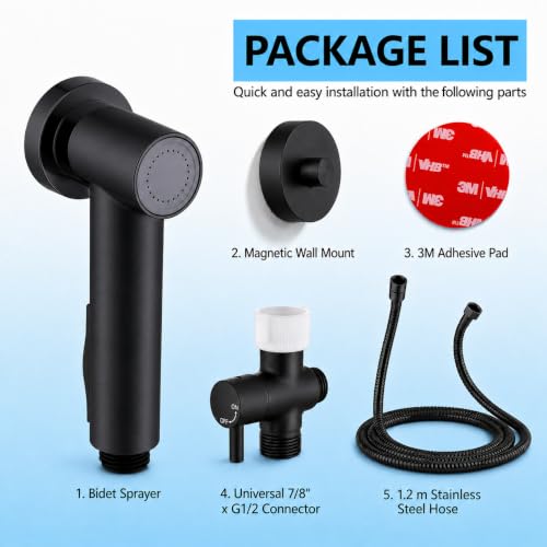 Handheld Bidet Sprayer for Toilet with Magnetic Wall Holder (Matte Black) - color: Matte Black