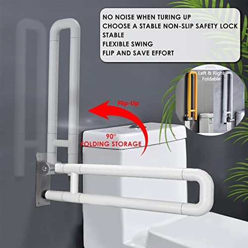 Safety Grab Bars Rails Folding Toilet Handrail Bathroom Support Anti-Slip Toilet Aid Assist Grab Bar Wall Mounted Shower Rail for Disabled Pregnant Seniors,White,70cm - size: 70cm