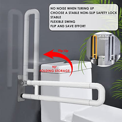 Safety Grab Bars Rails Folding Toilet Handrail Bathroom Support Anti-Slip Toilet Aid Assist Grab Bar Wall Mounted Shower Rail for Disabled Pregnant Seniors,White,70cm - size: 70cm