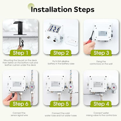 Automatic Motion Sensor Faucet with Waterfall Spout,Stainless Steel Sink Faucet with Hole Cover Plate (Regular, Black) - color: Black, size: Regular Waterfall