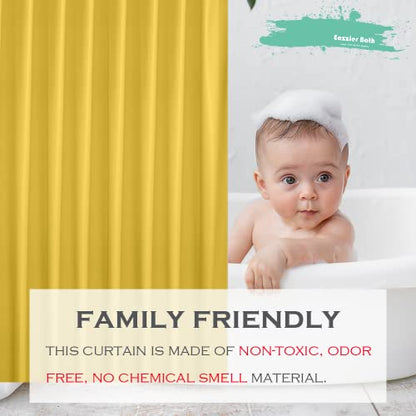 Yellow Cream Plastic Shower Curtain Or Liner, 72x72 Inch Lightweight Yellow Plastic Bathroom Shower Showroom Inner Curtain with Rustproof Metal Grommet Holes and Weighted Magnets - color: I01-yellow Cream, size: 72"W x 72"L (Pack of 1)