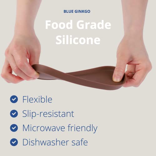Blue Ginkgo Mini Silicone Trays – Set of 6 Easy-Clean Organizers for Bathroom, Kitchen, Desk, Vanity, and Cosmetics (Brown, Tan, Ivory) - color: Brown