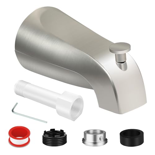 Universal Tub Spout for 1/2" Copper Pipe, 1/2" IPS and 3/4" IPS, Bathtub Faucet with Diverter and Adapter and Hex Wrench (Brushed Nickel) - color: Brushed Nickel
