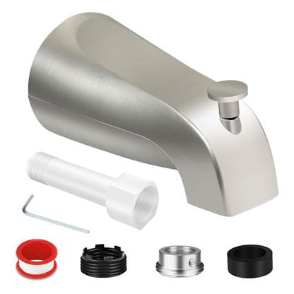 Universal Tub Spout for 1/2" Copper Pipe, 1/2" IPS and 3/4" IPS, Bathtub Faucet with Diverter and Adapter and Hex Wrench (Brushed Nickel) - color: Brushed Nickel