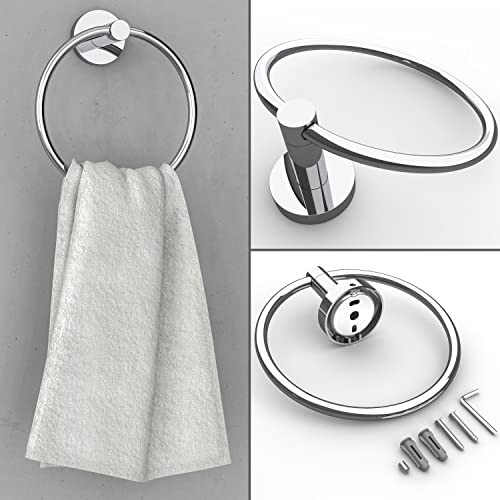 RARXTR Polished Finish Toilet Paper Holder & Towel Ring SUS304 Stainless Steel 2pc Bathroom Hardware Set with Double Post Pivoting Toilet Paper Roll Holder Wall Mount & Bathroom Towel Holder Set - color: Polished, size: 2-Piece
