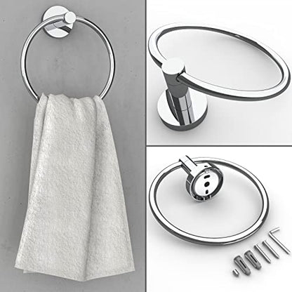 RARXTR Polished Finish Toilet Paper Holder & Towel Ring SUS304 Stainless Steel 2pc Bathroom Hardware Set with Double Post Pivoting Toilet Paper Roll Holder Wall Mount & Bathroom Towel Holder Set - color: Polished, size: 2-Piece