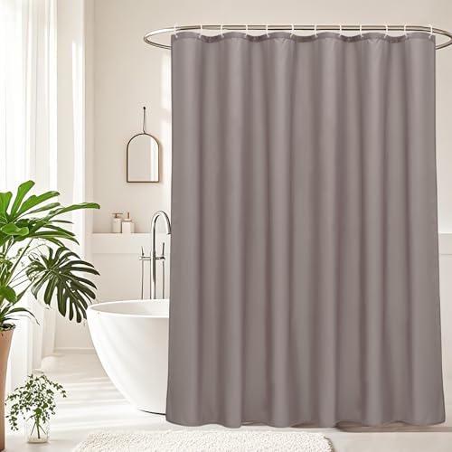 AooHome Extra Long Shower Liner, Fabric Bathroom Curtain with Hooks for Hotel, Weigthed Hem, Water Repellent, 72 x 84 Inch, Chocolate - color: Chocolate, size: 72"W x 84"L (Pack of 1)