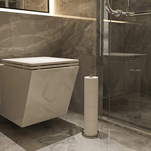 ROLABAM Toilet Paper Holder Stand with Reserve Function, Free Standing Toilet Paper Holder for Bathroom, Toilet Paper Stand with Reserve for 4 Rolls 22.5" Height (2 Pack, Brushed Nickel) - color: Brushed Nickel-2pcs