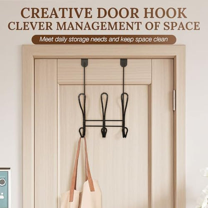 Twisted Design Over The Door Hook Rack, Over The Door Towel Rack, Door Hanger, Door Coat Hanger, Over The Door Coat Rack, for Bathroom, Bedroom or Laundry Room (Black with 6 Hooks) - style: Black with 6 Hooks