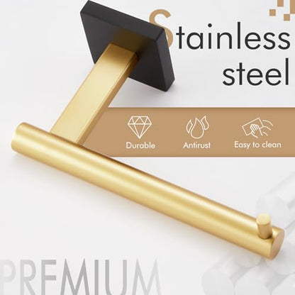 KOKOSIRI Toilet Paper Holder Black with Gold Toilet Roll Holder Hold Mega Rolls Kitchen Bathroom Tissue Paper Dispenser Stainless Steel, B2005GDK - color: Black Gold, size: Horizontal