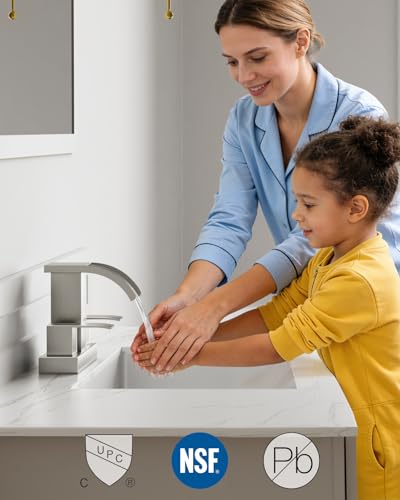 gotonovo Waterfall 4’’ Centerset Bathroom Sink Faucet Brushed Nickel | 2 Handle Bathroom Faucet,SUS304,2 or 3 Hole,2.17’’ Wide Spout,24’’ cUPC Water Line,Pop Up Drain,Vanity,RV,Lavatory Modern Tap - color: Nickel