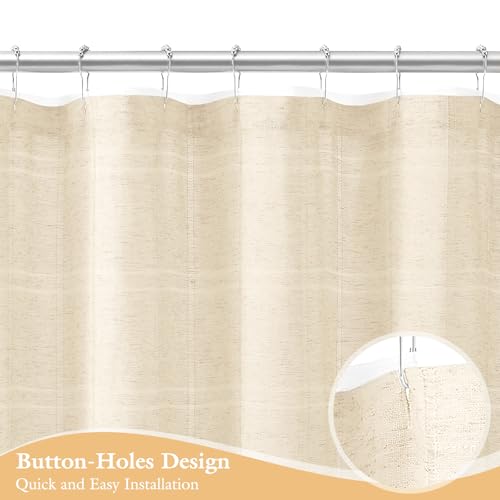 Small Stall Linen Farmhouse Shower Curtain with Tassel, Modern Boho French Country Chic Bathroom Shower Curtain Set with PEVA Liner, Cotton Hollow Fabric Shower Curtain 36x72 - Beige/Cream - color: Beige, size: 36"W x 72"L (Pack of 1)