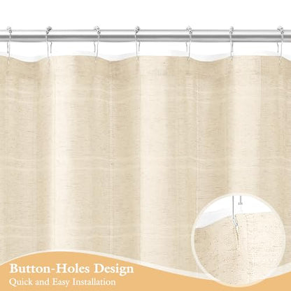 Small Stall Linen Farmhouse Shower Curtain with Tassel, Modern Boho French Country Chic Bathroom Shower Curtain Set with PEVA Liner, Cotton Hollow Fabric Shower Curtain 36x72 - Beige/Cream - color: Beige, size: 36"W x 72"L (Pack of 1)