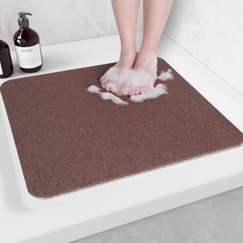 Hargiis Non-Slip Bathtub Mat, Anti Slip Shower Mat, Fast Drying Bathtub Mats, Foot Scrubber Mat, Anti Slip Mat for Tub, Floor, Bathroom, Kitchen, Home, Hotel (Brown 24"×24") - color: Brown, size: 24" x 24" (Rectangular)