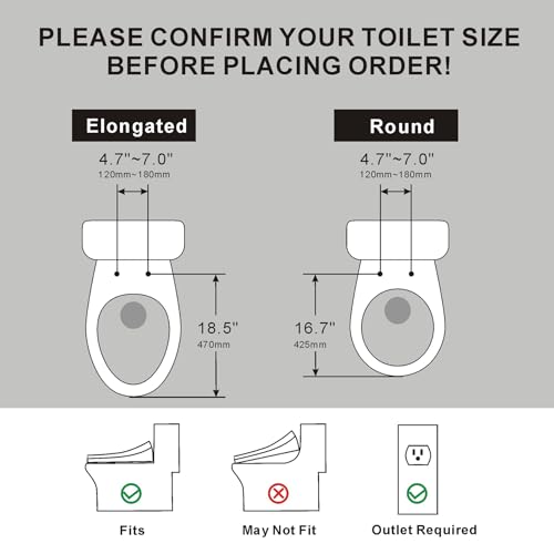 Electric Heated Bidet Toilet Seat, Elongated, S9BL | Fixed Panel Control, Instant Warm Water, Heated Seat, Warm Air Drying, Slow Close Lid, LED Display, Nightlight