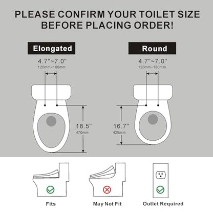 Electric Heated Bidet Toilet Seat, Elongated, S9BL | Fixed Panel Control, Instant Warm Water, Heated Seat, Warm Air Drying, Slow Close Lid, LED Display, Nightlight