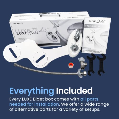 LUXE Bidet NEO 180 - Non-Electric Bidet Attachment for Toilet Seat, White | Dual Nozzle, Self-Cleaning, Adjustable Water Pressure, Rear & Feminine Wash, with Lever Control - color: White