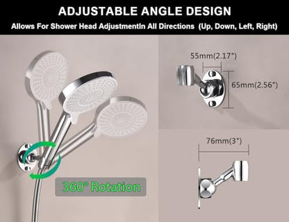 Adjustable Shower Head Holder Wall Mount Solid Brass | Handheld shower bracket with screw mount and pivot ball joint for 360° rotation. Fits most sprayers and wands(chrome) - color: Chrome Finish