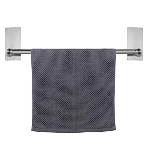 NearMoon Self Adhesive Bathroom Towel Bar- Stainless Steel Bath Wall Shelf Rack Hanging Towel Stick On Sticky Hanger Contemporary Style, NO Drilling (1 Pack, Brushed Nickel, 16-Inch Towel Rack) - color: Brushed Nickel, size: 16-Inch
