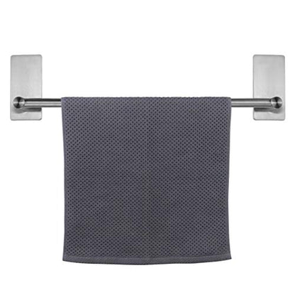 NearMoon Self Adhesive Bathroom Towel Bar- Stainless Steel Bath Wall Shelf Rack Hanging Towel Stick On Sticky Hanger Contemporary Style, NO Drilling (1 Pack, Brushed Nickel, 16-Inch Towel Rack) - color: Brushed Nickel, size: 16-Inch