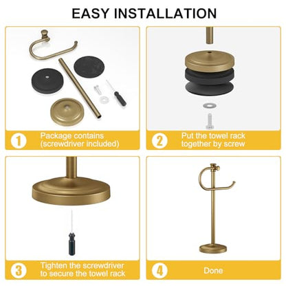 17 Inch Antique Brass Stand Towel Bar Hanger Hand Towel Bar Bathroom Vanity Countertop Towel Holder Free Standing Stainless Steel Towel Ring Hardware Accessories Towel Rack - color: Antique Brass