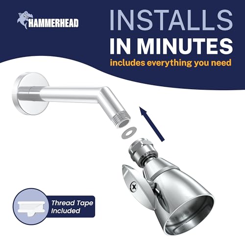 HammerHead Showers® Solid Metal 2 Inch High Pressure Shower Heads - CHROME – 2.5 GPM Shower Heads High Pressure - High Flow Shower Head with ADJUSTABLE SPRAY PATTERN - Fixed Shower Head - color: Chrome, size: 2.5 GPM Standard
