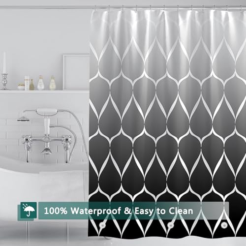 Shower Curtain Liner, 100% Waterproof Peva Shower Curtains with 3 Duty Heavy Bottom Magnets and 12 Rust Proof Grommets, 72x72 Weighted Shower Liner for Shower Stall, Bathtubs - color: Gradient Black Grid