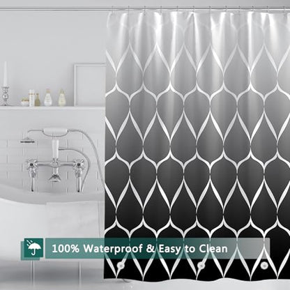 Shower Curtain Liner, 100% Waterproof Peva Shower Curtains with 3 Duty Heavy Bottom Magnets and 12 Rust Proof Grommets, 72x72 Weighted Shower Liner for Shower Stall, Bathtubs - color: Gradient Black Grid