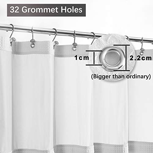 Barossa Design Shower Curtain with Liner for Clawfoot Tub, White, 180x70 | Cotton Blend, Honeycomb Waffle Weave, Hotel Style, Fabric Snap-in Liner, Mesh Window Top, Washable, 180W x 70H Wrap Around - color: White, size: 180"W x 70"L (Pack of 1)