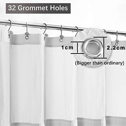Barossa Design Shower Curtain with Liner for Clawfoot Tub, White, 180x70 | Cotton Blend, Honeycomb Waffle Weave, Hotel Style, Fabric Snap-in Liner, Mesh Window Top, Washable, 180W x 70H Wrap Around - color: White, size: 180"W x 70"L (Pack of 1)