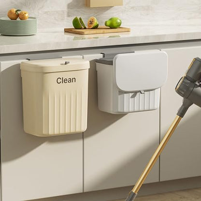 8.5L Wall Mounted Kitchen Trash Can Large Capacity Kitchen Garbage Cans with Lid Hanging Trash Bin for Bathroom Decor