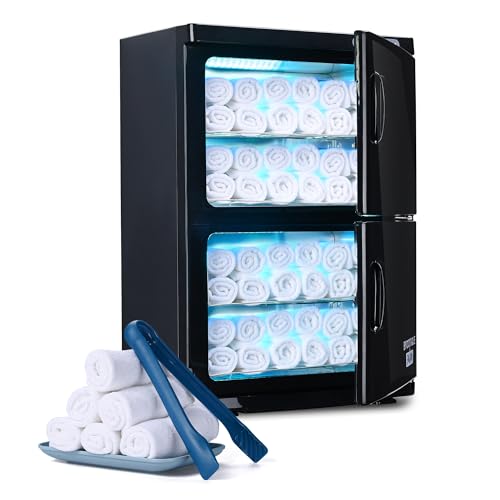 BYOOTIQUE 46L Towel Warmer Cabinet for Salon Facial Extra Large Capacity | 2in1 Professional Black Double Hot Towel Cabinet Heater Machine for Beauty Salon,Barber,Massage,Hair Salon,Estheticians,Med - color: Black, size: 46L