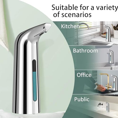 Automatic Liquid Soap Dispenser, 4-Level,Rechargeable | Plastic,13.5oz/400ml Silver Touchless Electric Hand & Dish Countertop Soap Dispensers with Sensor for Bathroom,Kitchen Sink - color: Silver, style: Rechargeable