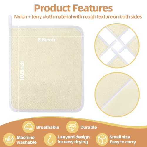 MAQIHAN Exfoliating Washcloth - 4 Pack Loofah Wash Cloth for Body and Face | Body Scrubber Wash Cloths for Showering, Exfoliating Shower Towel for Women and Men, Double-sided Bath Towel, 8 x 10 Inch