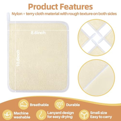 MAQIHAN Exfoliating Washcloth - 4 Pack Loofah Wash Cloth for Body and Face | Body Scrubber Wash Cloths for Showering, Exfoliating Shower Towel for Women and Men, Double-sided Bath Towel, 8 x 10 Inch